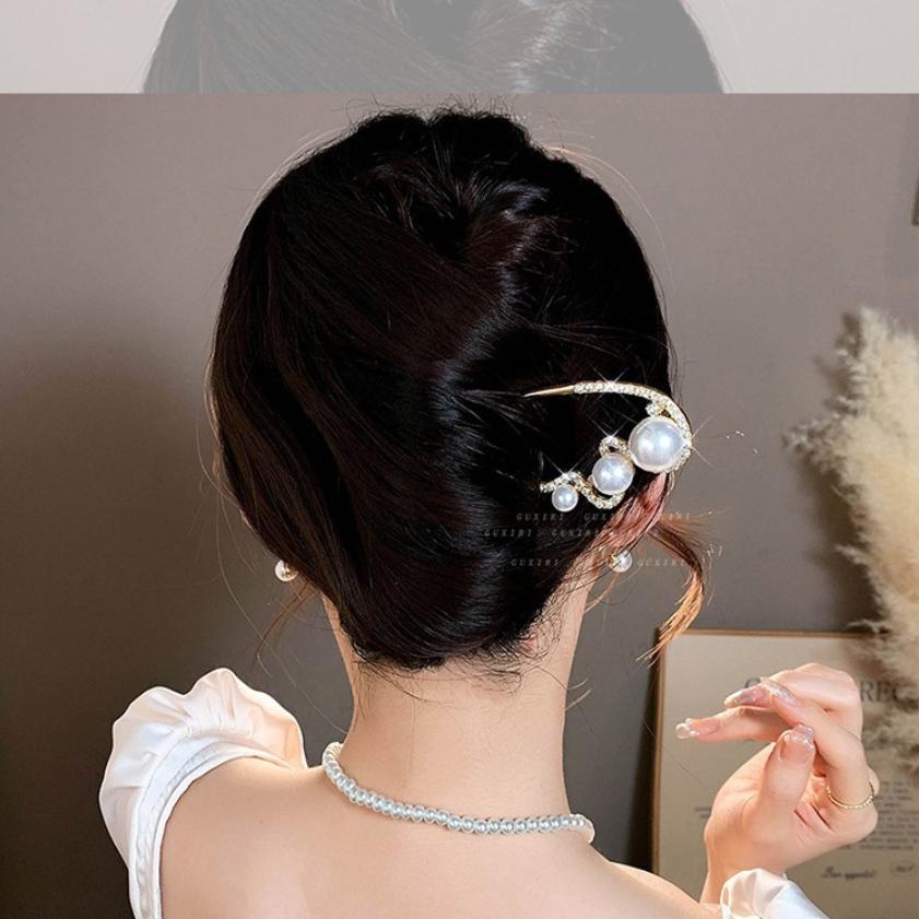 Neue Retro-Temperament-Perlen-U-förmige Haarspangen-Clips Kopfplatte Haarforke Haarstäbchen Kopfschmuck für Damen Mädchen Schmuckgeschenke