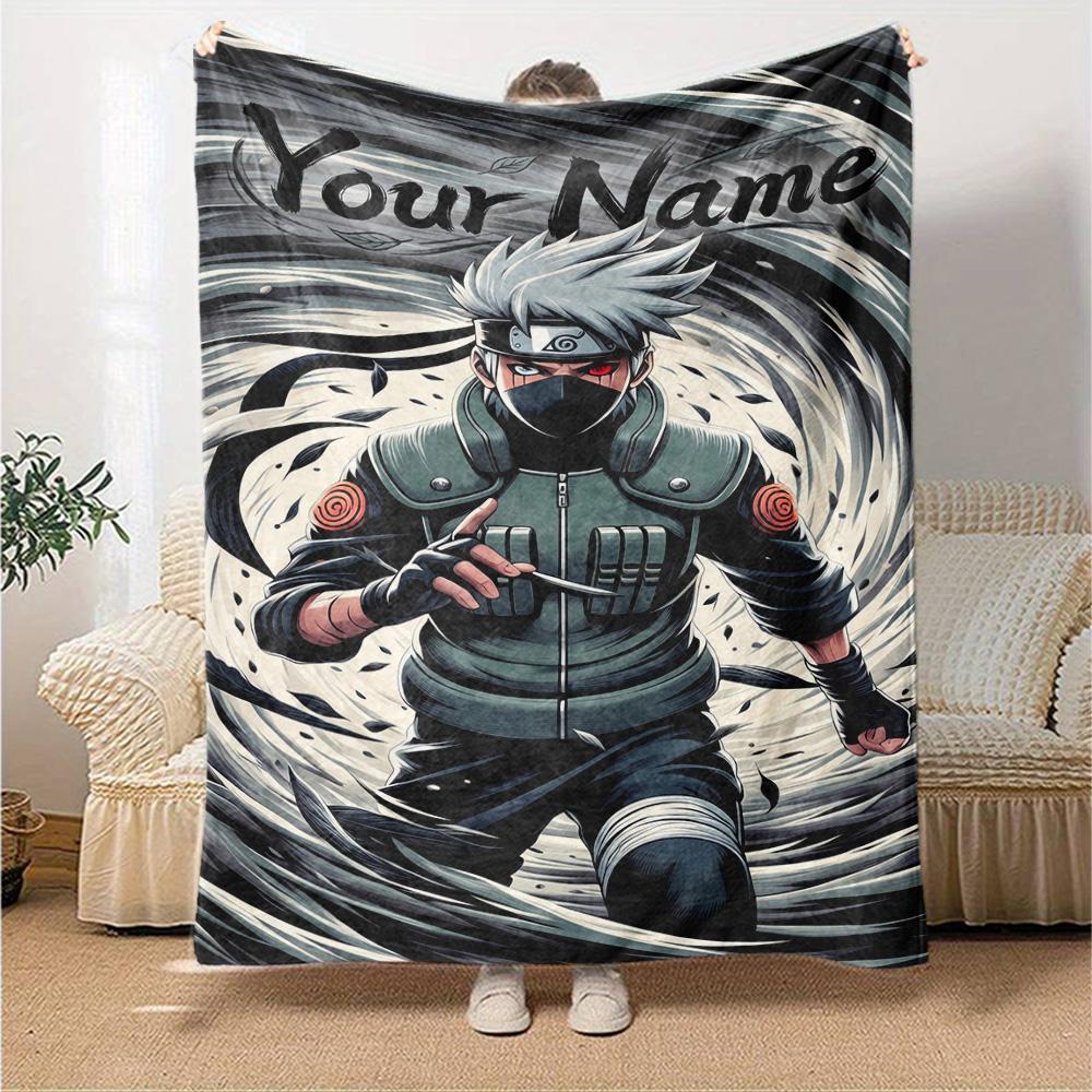 Naruto Character Customize Text Blanket Gift Customizable Blanket Soft Warm Cozy Perfect for Sofa Home Decor Couch Office Four Seasons Universal