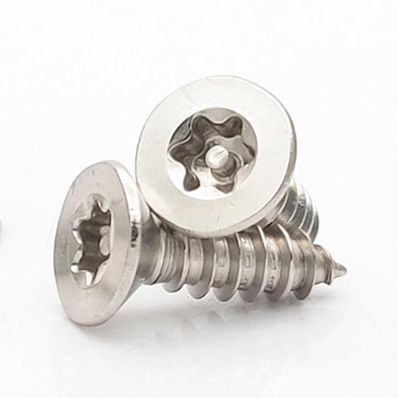 304 Stainless Steel Countersunk Anti-Theft Plum Blossom Screws, Flat Head, Self-Tapping, Sizes M3/M4/M5/M6