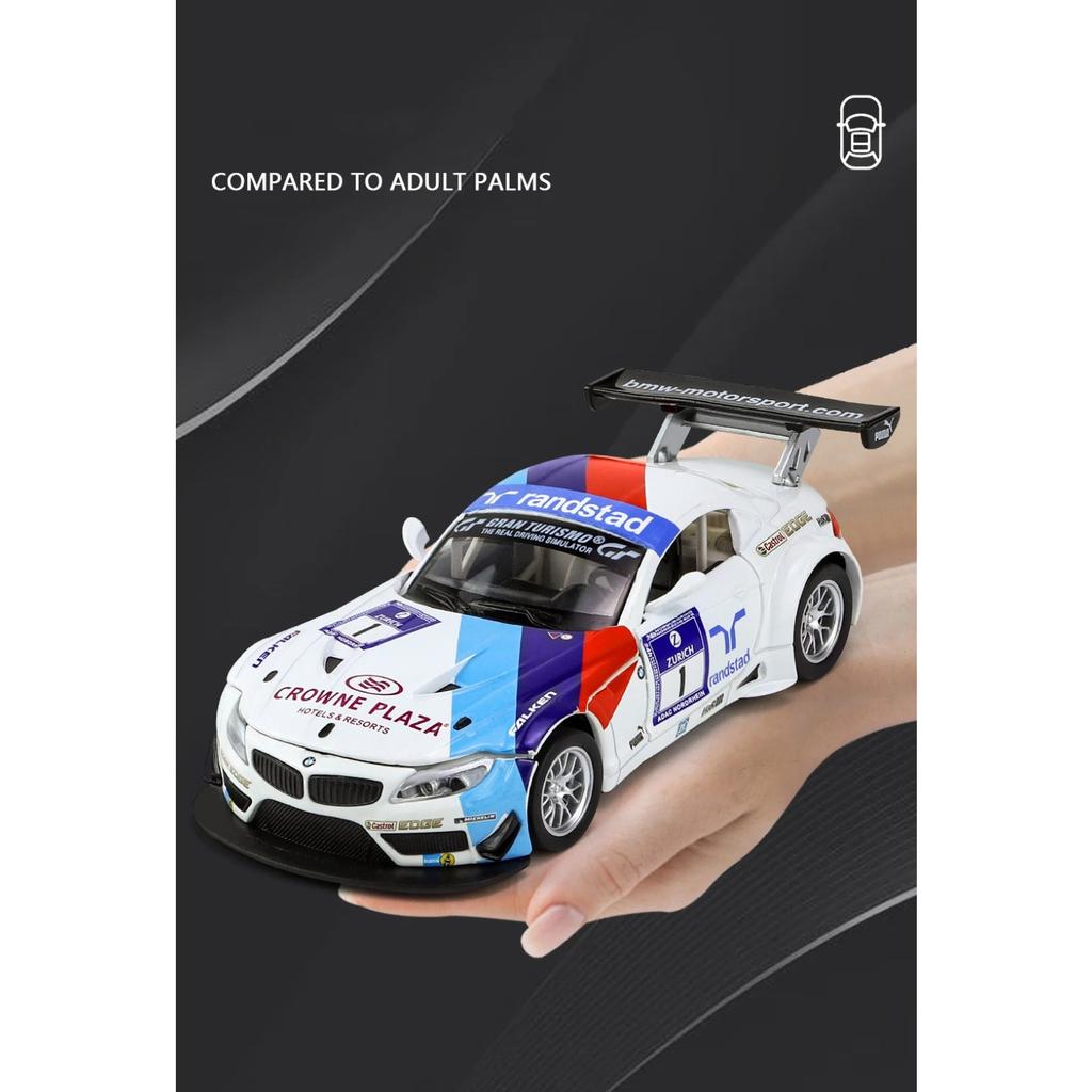 1/32 BMW Z4 GT3 Supercar Alloy Sports Car Model Diecast Sound Super Racing Lifting Tail Hot Car Wheel for Children Gifts