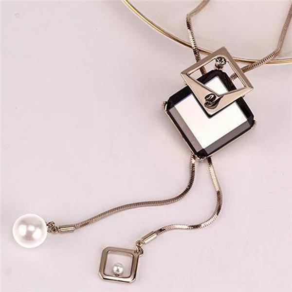 Kvinnors Eleganta Enkla Geometriska Dubbla Tofsar Långt Halsband Minimalistisk Design Mångsidig Stil för Matchning med Tröjor Vardagskläder Fest