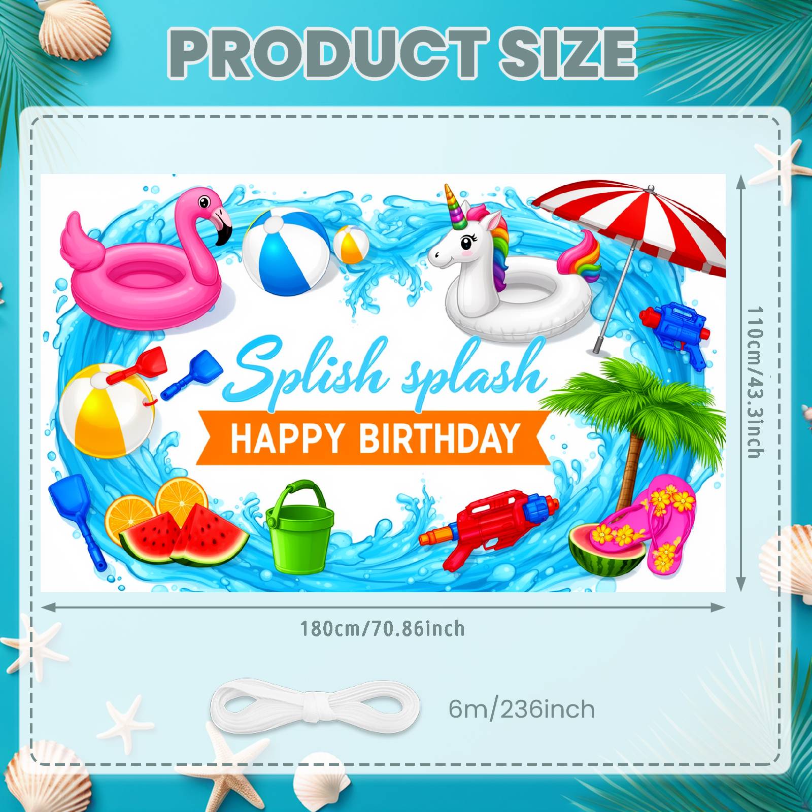 Tropical Birthday Background Tropical Palm Tree Water Party Banner Summer Birthday Display Colorful Tropical For Children s