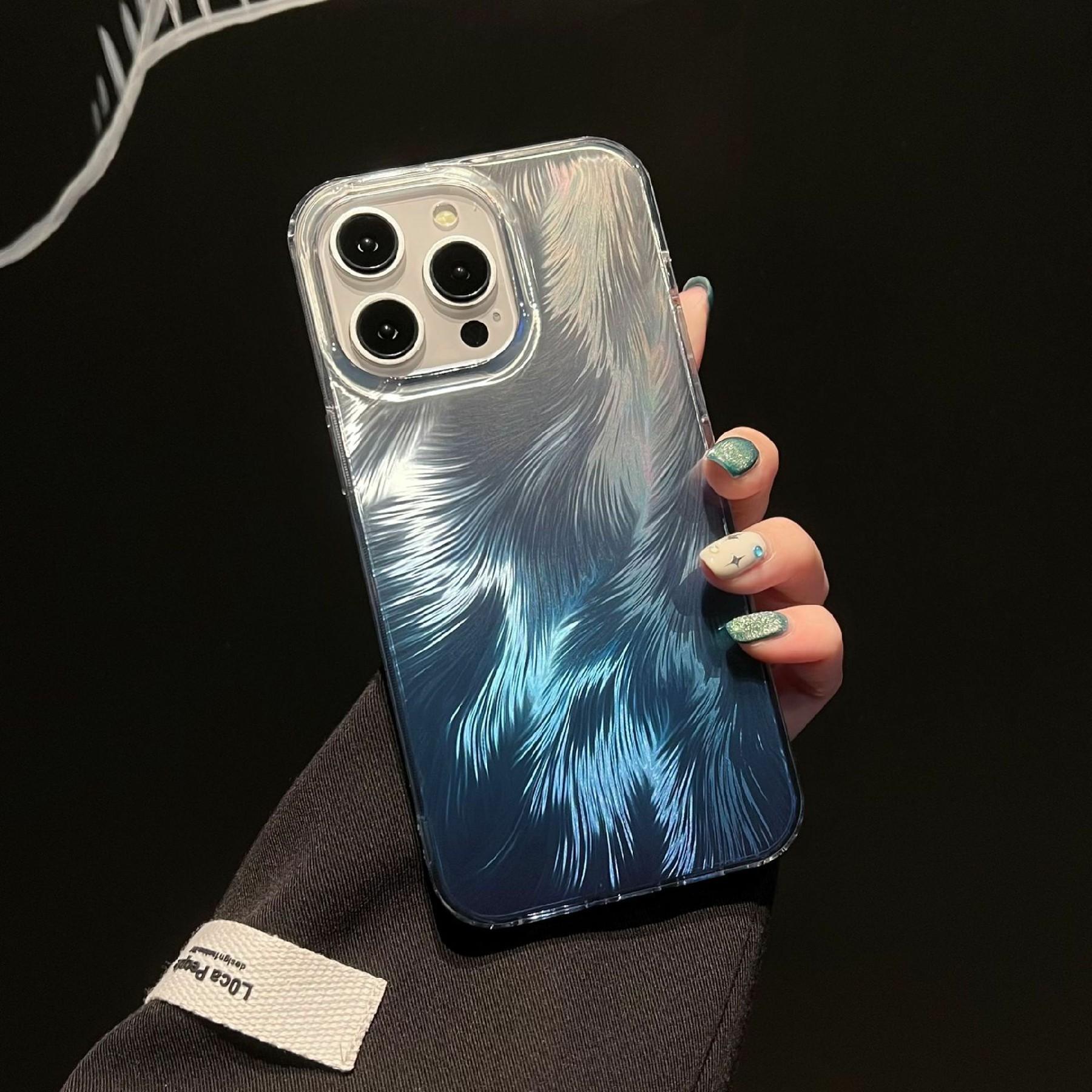

For iPhone 16 Pro Max Case Fox Tail Pattern Hot Stamping Electroplating Soft TPU Phone Shell F