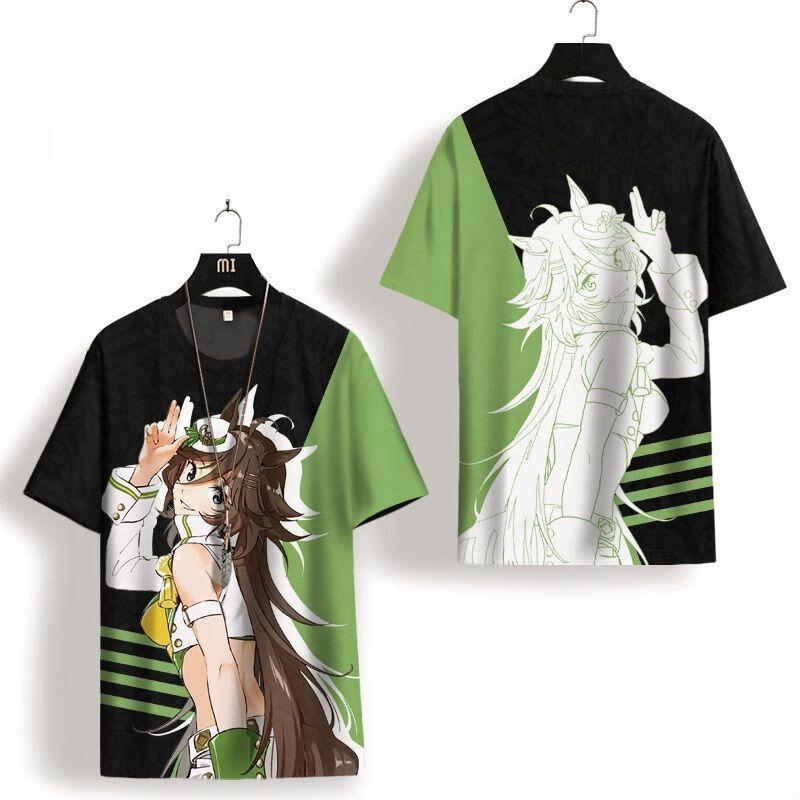 Umamusume Rice Shower Japońska Gra Cosplay Koszulka Popularna z Nadrukiem 3D Koszulka Letnia Męska Damska Harajuku Krótki Rękaw Topy Cosplay