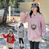 Large Size Women's Lamb Wool Lapel Print Sweater Winter New Pullover Fleece Thermal Top 431928