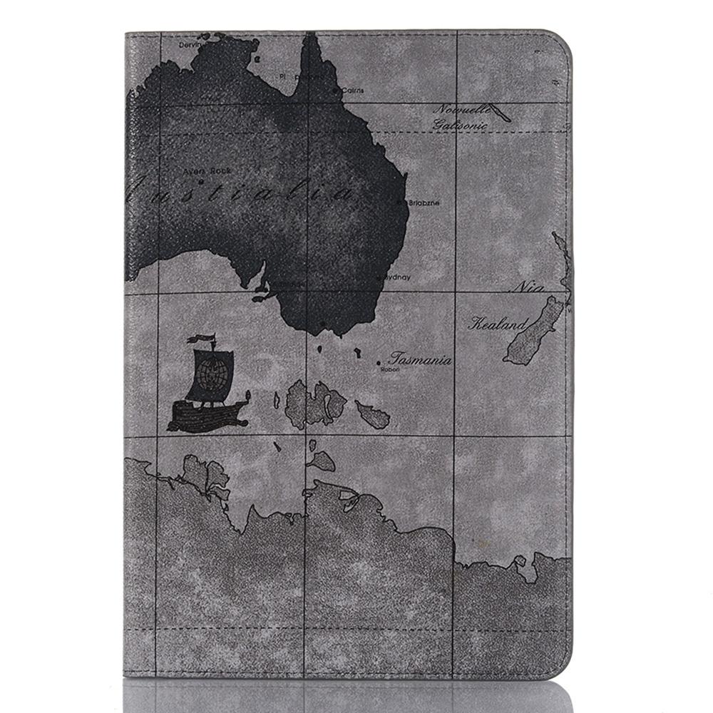 For Samsung Galaxy Tab S9 Wallet Case Map Pattern PU Leather Protective Tablet Cover