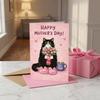 Cats Holding Pink Tulips Mother's Day Greeting Card Blessing Message Whimsical Card  Wedding Decor