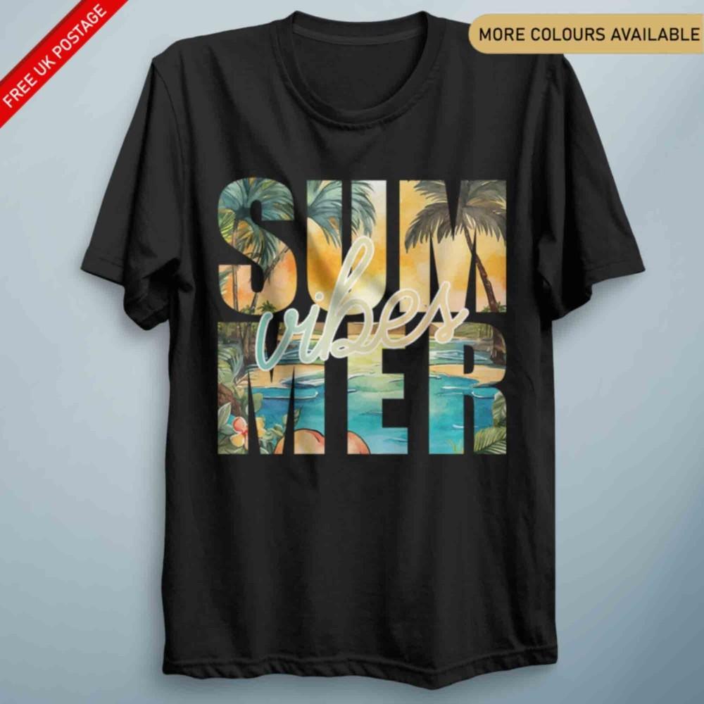 Summer Vibes T Shirt Tropical Beach Holiday Top S