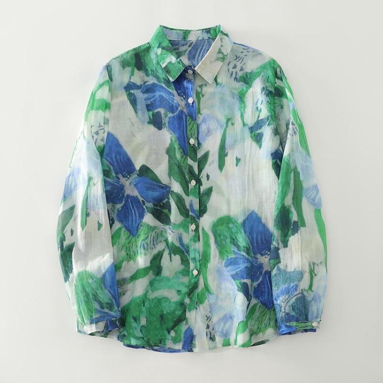 New Floral Print Autumn Blouse Plus Size Women Tops Long Sleeve Casual Loose Cotton Tees Shirts