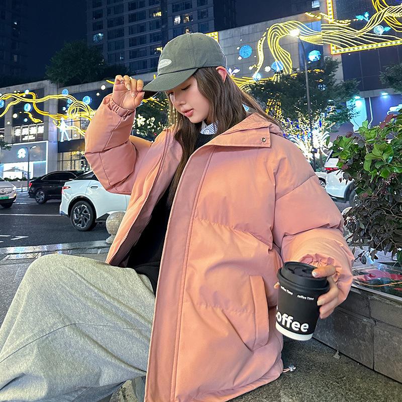 Loose solid color cotton-padded jacket women's autumn and winter Korean version trend loose and thickened men's casual couple cotton clothes