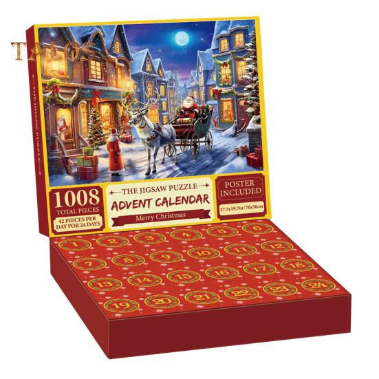 

Рождественский адвент-календарь пазл 1000 рождественский обратный отсчет пазл зимний Санта снеговик праздничное украшение H