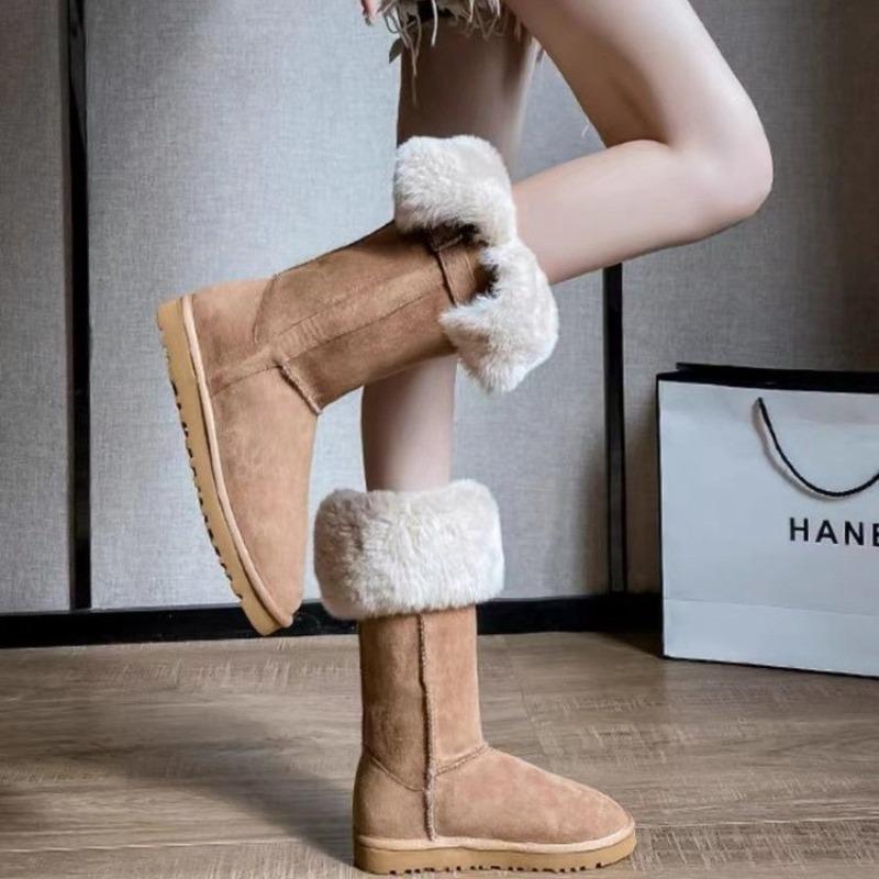 Platform Lamb Hair Snow Boots for Women  Autumn Winter New High Tube Fur Integrated Warm Plush Boots Cotten Shoes 2025