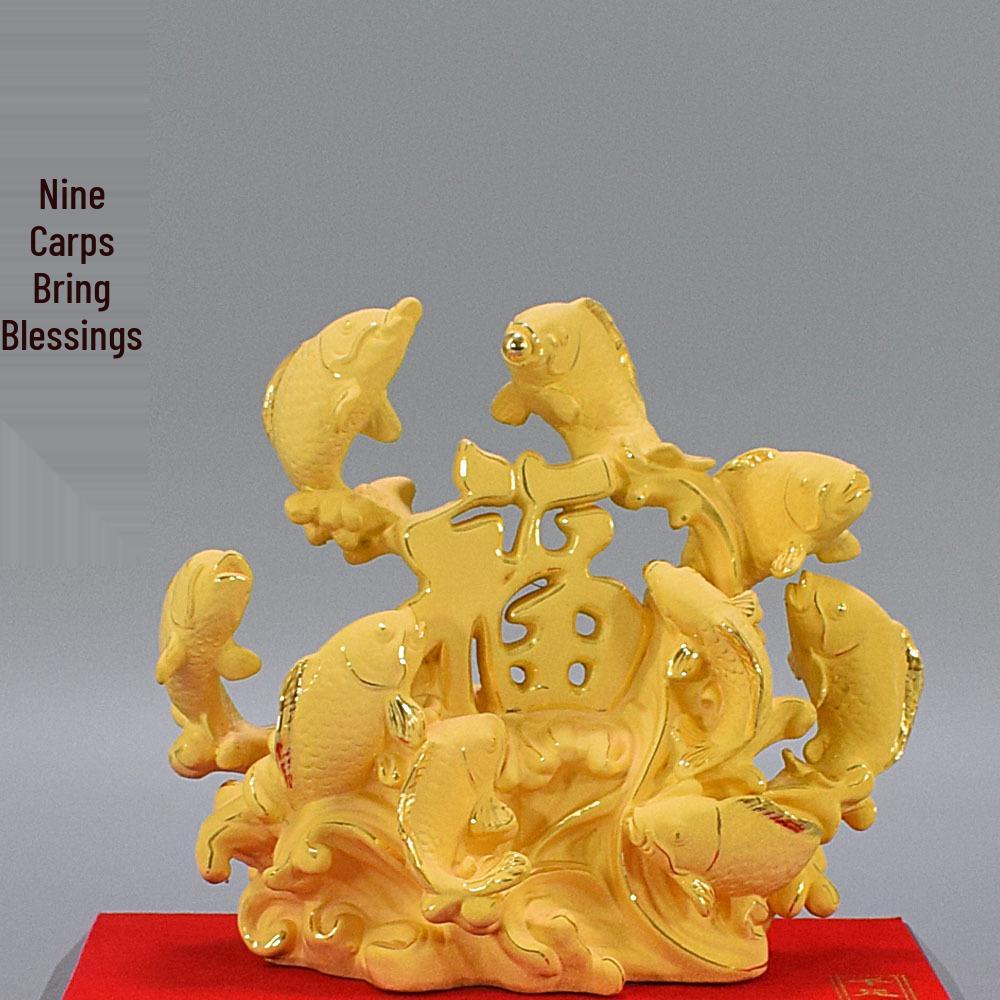 Velvet Goldfish Ornaments - Housewarming & Birthday Gifts: Fish Leaping Over the Dragon Gate Creative Home Decor. H527