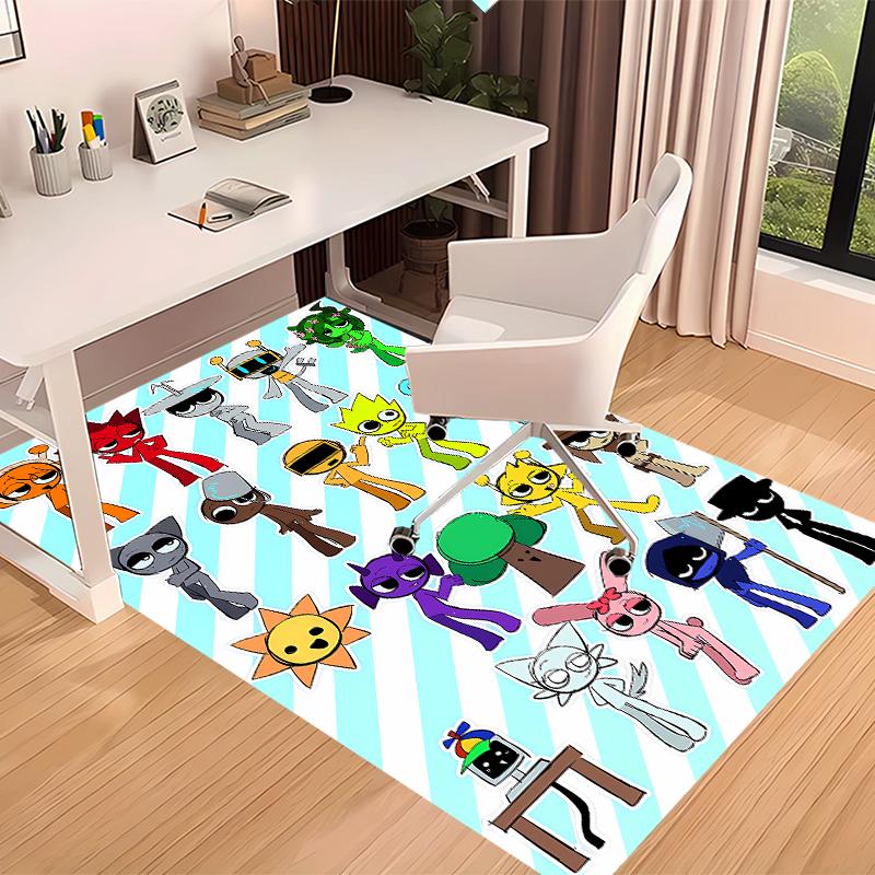1pc Sprunki9 Print Area Rug - Soft, Washable Non-Slip Indoor Mat for Office Chairs, Living Room, Home Office Decorative Rug