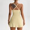 Tennis Jumpsuit Anti-Light Kink Skirt Cross Shoulder Strap Hollow Back Yoga Suit Women