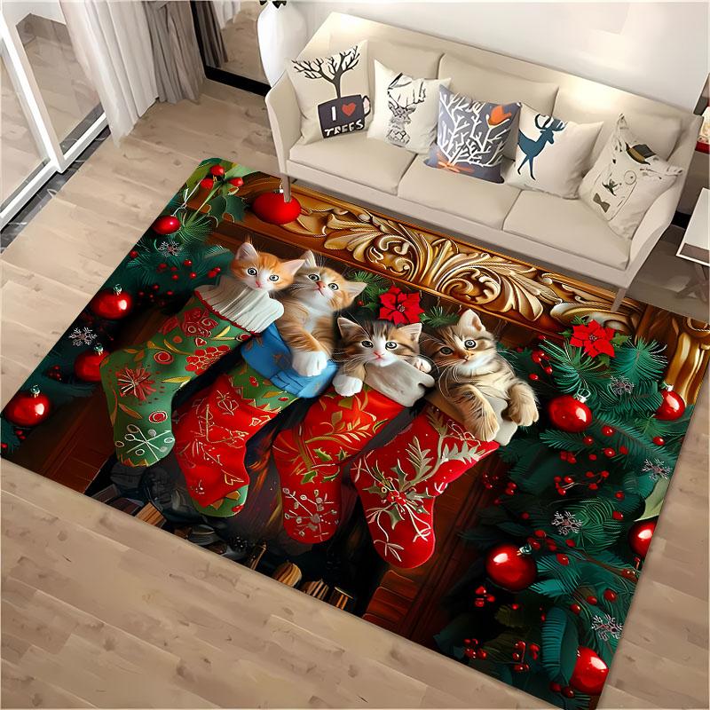3D HD Printing Christmas Large Area Carpet for Living Room Cartoon Children's Bedroom Sofa Doormat Floor Rug Anti-slip Decor Mat