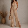Women's Bohemian Resort Lace Trim Elegant Jumpsuit for Vacation Beach Wear
