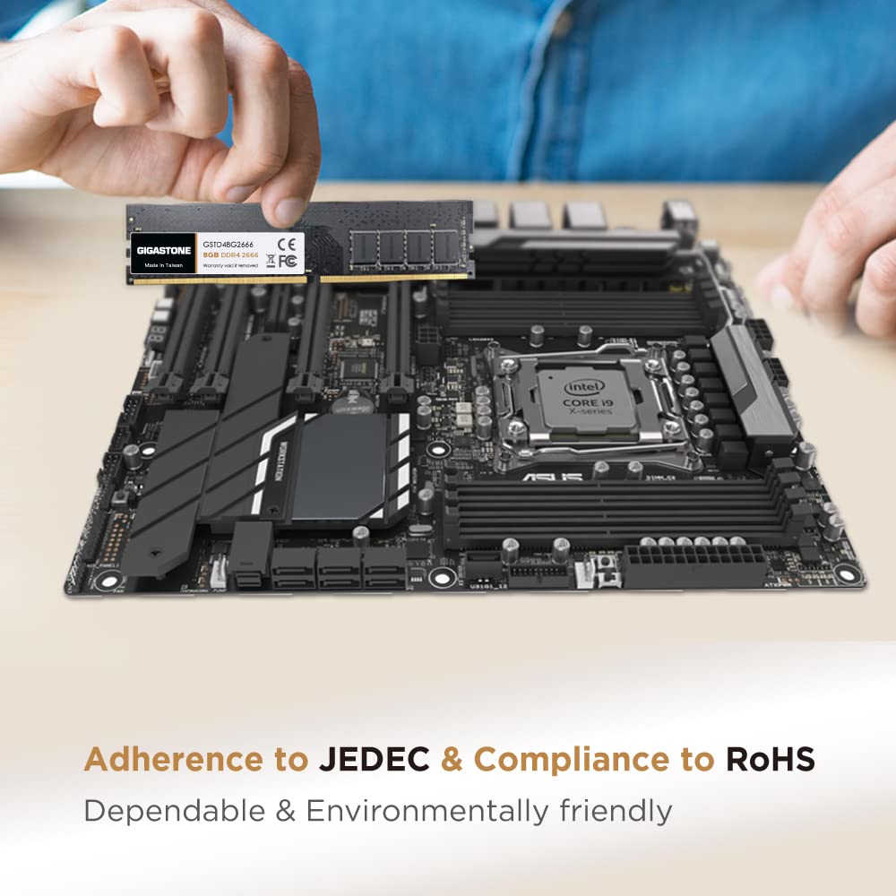 Gigastone Desktop PC Memory DDR4 8GB x 2 CL19 UDIMM 288 Pin Unbuffered Memory Module Ram Upgrade For Desktop PC (16GB) DDR4-2666MHz PC4-21300 1.2V