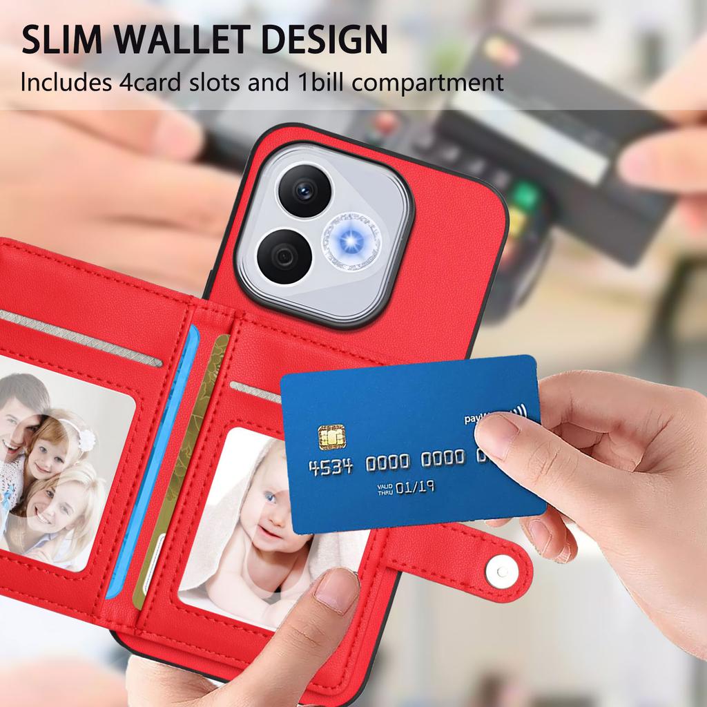 For Honor X70i/Honor 400 Lite 5G Case RFID Blocking Card Holder Kickstand TPU + PU Leather Phone Back Cover