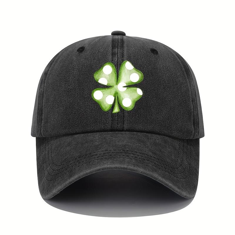 Four Leaf Clover Polka Dot Baseball Cap Adjustable Polyester Casual Outdoor Hat Unisex