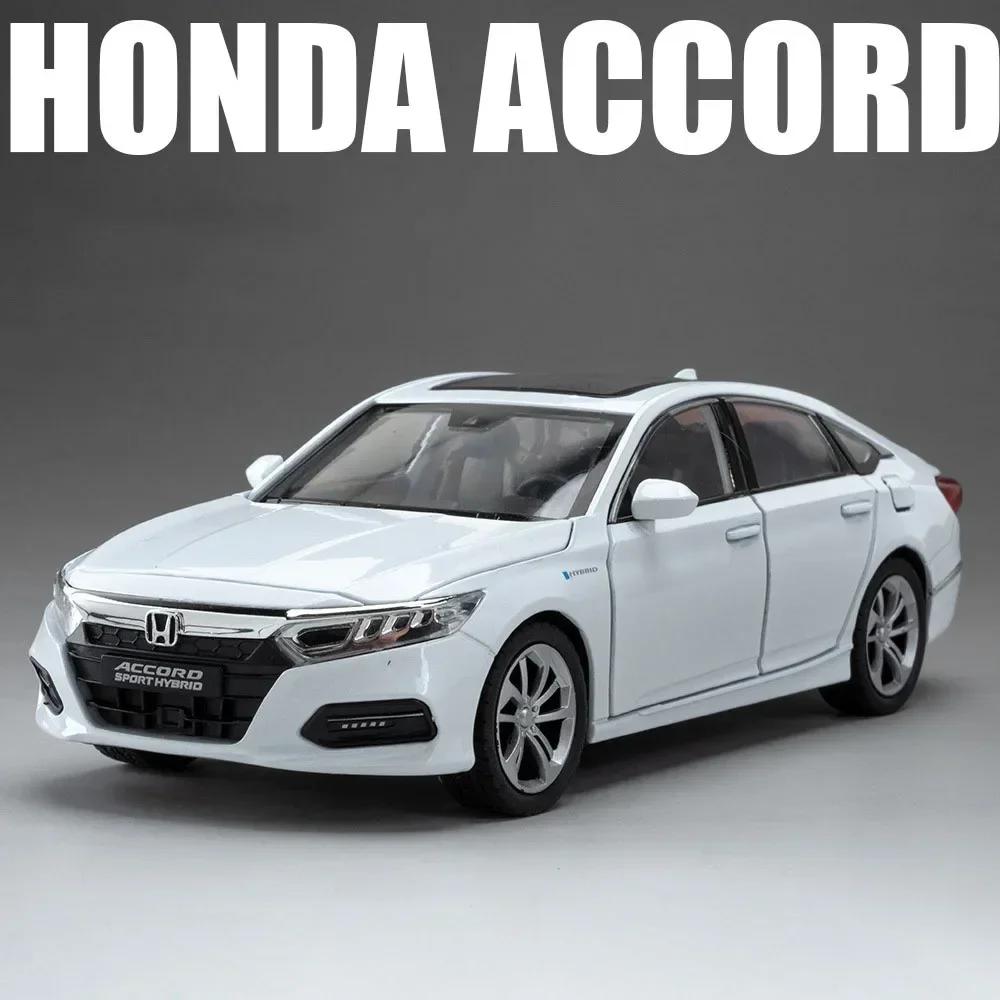 1:24 Honda Accord E300 Car Model Toy Pull Back Light Music Doors Opened Miniature Vehicles Models for Kids Christmas Gifts