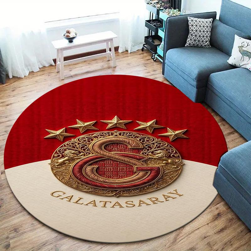 Galatasaray S Round Area Rug,Carpet Rug for Living Room Bedroom Sofa Playroom Decor,Non-slip Floor Mat