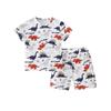 Completo estivo trendy per bambini con dinosauri a cartoni animati, manica corta e pantaloncini