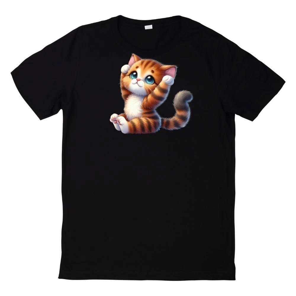 T-Shirt Lustiges Katzen Yoga Aquarell Motiv XL