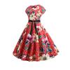 Women's Retro Big Swing Belt Short Sleeve Dress