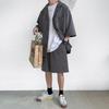 Completo estivo da uomo a 2 pezzi Giacca e Pantaloncini Vestibilità Larga Pulita Abbigliamento Maschile Camicia Corta Casual Larga