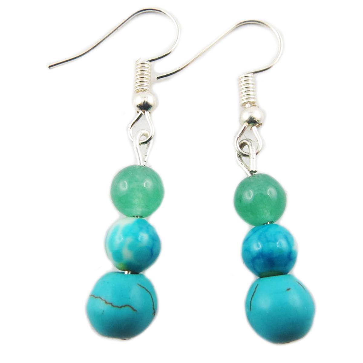 

Les Trésors De Lily [R0669] - Дизайнерские серьги Mineralia бирюза - 20x8 мм