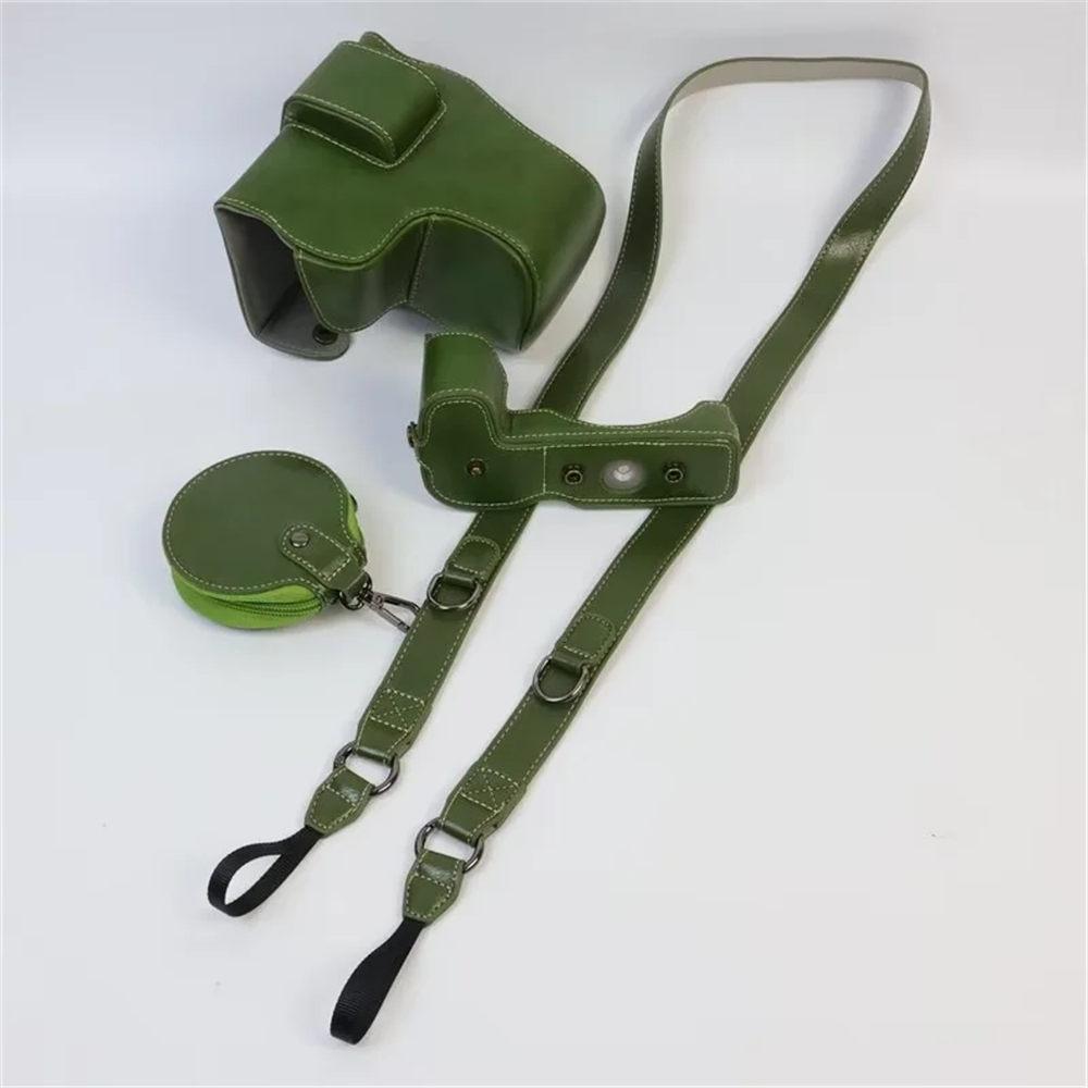 Luxury Version PU Leather Camera Bag Case For Canon EOS R8 EOSR8 24-50mm Lens Battery Open Full Body Cover With Strap