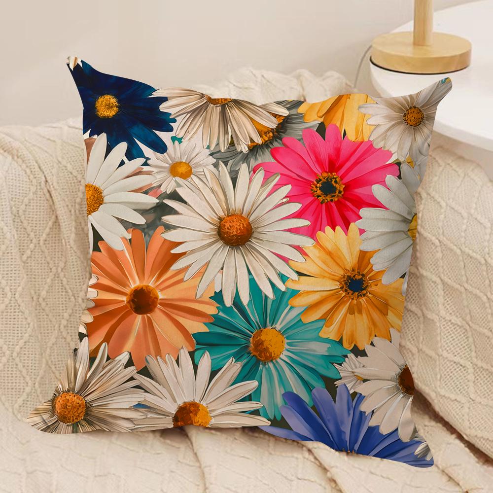 Beautiful flowers fashion Cushion Cover Silky Short Plush Invisible Zipper Dustproof Sofa Pillow Case for Home Decor