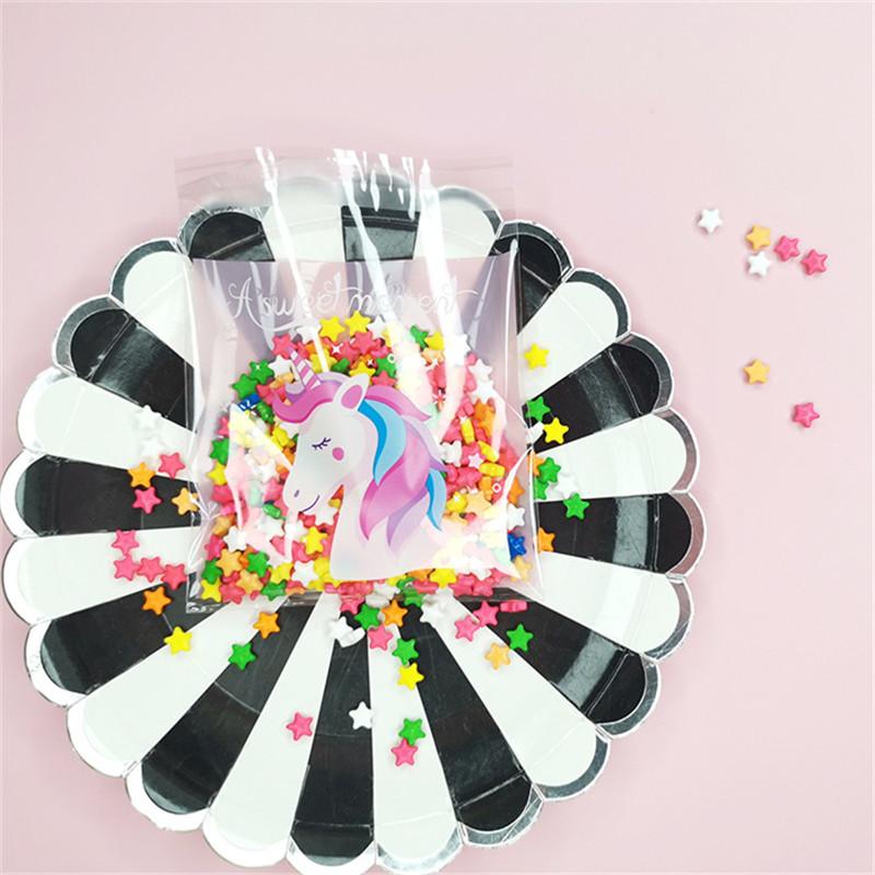 100Pcs 10x10+3cm Plastic Cartoon Animal Printed Packaging Biscuit Cookie Snack Food Self-Adhesive Candy Party Gift Bags