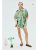 2023 New Casual European & American Two-Piece Set: Cotton & Linen Print Shirt + Shorts