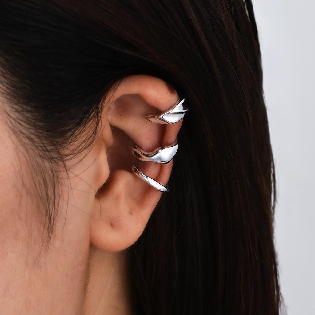 3 Stück/Set Silberfarbene Kleine Creolen für Damen Einfaches Geometrisches Minimalistisches Huggie Ohrring-Set Punk Rock Schmuckzubehör