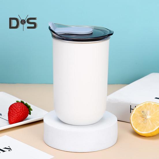 Water Cup 300ml Ergonomic Milk Cup Comfortable Grip Double-Layer Coffee Cup Tooth Brushing Cup Mouthwash Cup Multifunctional Mixing Cup