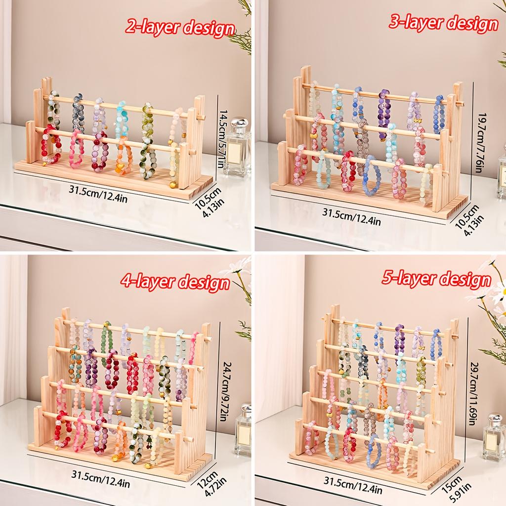 1pc multi-functional wooden bracelet tiered display stand headband hairbandjewelry hanging rack bracelet displayprop festivegift
