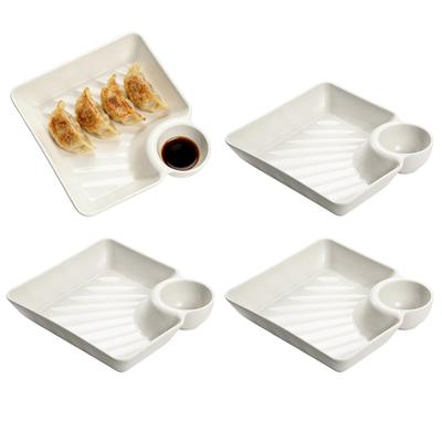 4pcs Multifunctional Sauce Divider Tray With Dip Container Heat Resistant Non-Slip Charcuterie Tray Serving Snack Plate