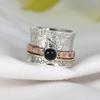 Black Onyx Spinner Ring, 925 Sterling Silver, Handmade Ring, Anxiety Ring, Healing Jewelry