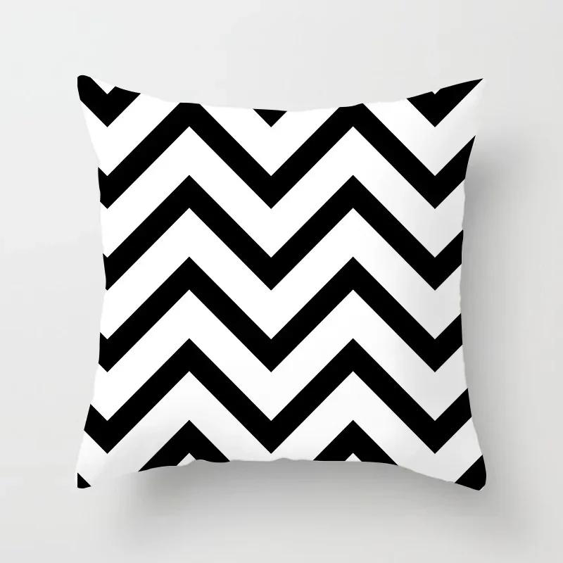 Black and white geometric polyester soft cushion throw pillow, living room car decoration, sofa bed decoration, pillowcase 40525