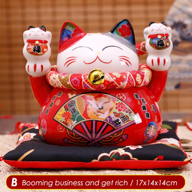 6.6 Inch Ceramic Maneki Neko Coin Bank Lucky Fortune Cat Money Box Home Decorative Ornament Centerpiece