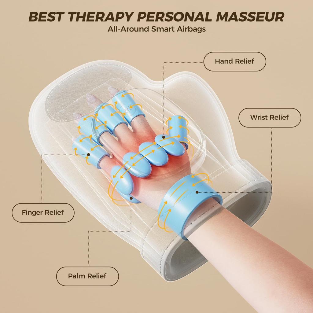 Hand Massager with Airbag Compression Finger Wrist Palm Massage Machine Vibration Glove for Hand Muscle Relax for Men Women Gift