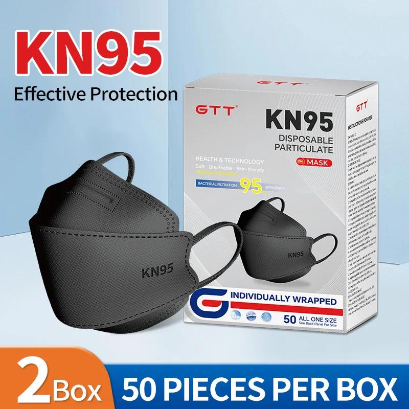 GTT 50/100/200Pcs Disposable Masks KN95 Independent Packaging 4-layer Thickened Filter Dust-proof Protection Fish Shape Mask
