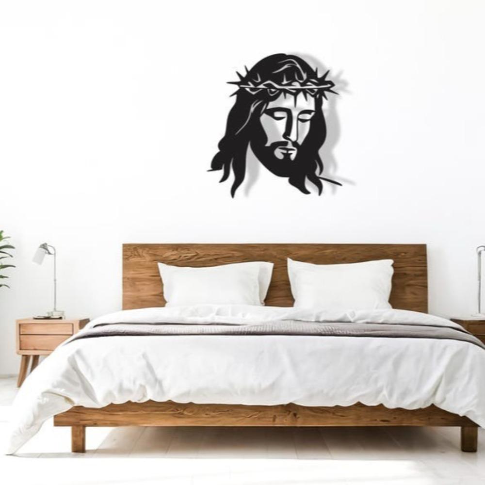Forged Iron Jesus Portrait Wall Decor, Religious Christian Art for Home, Faith Based Metal Craft