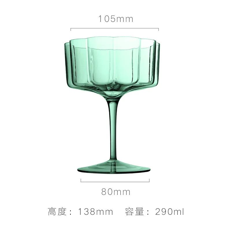 Colorful Lace Crystal Glass Ice Cream Bowl Petal Goblets Creative Cocktail Glasses For Parties And Special Occasions