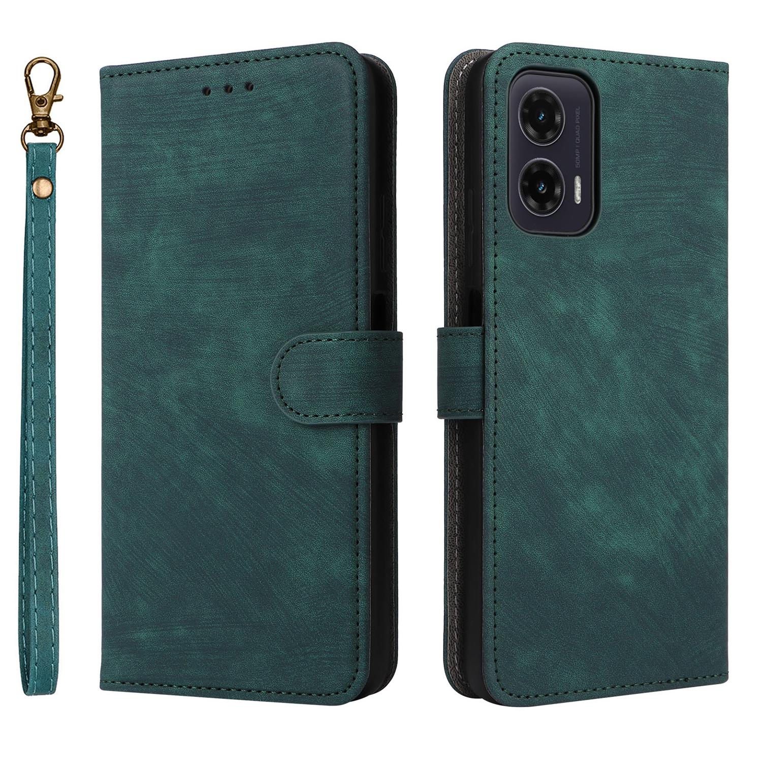 

For Motorola Moto G35 5G Wallet Case RFID Blocking PU Leather Cover Stand View Green