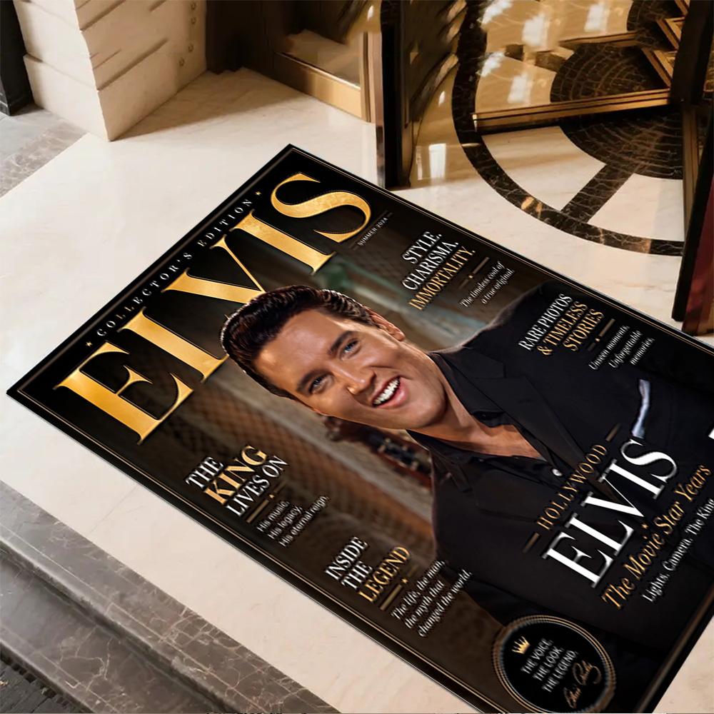 Elvis Presley Fan Quote Area Rug Suitable for Study room Entryway Game Room Playrooms Antislip Carpet Anime Office Decor Birthday/Christmas Gift