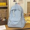 Schoolbag: Korean-style cute plaid backpack, for girls, middle and high school students, large capacity, lightweight, minimalist, INS trendy backpack