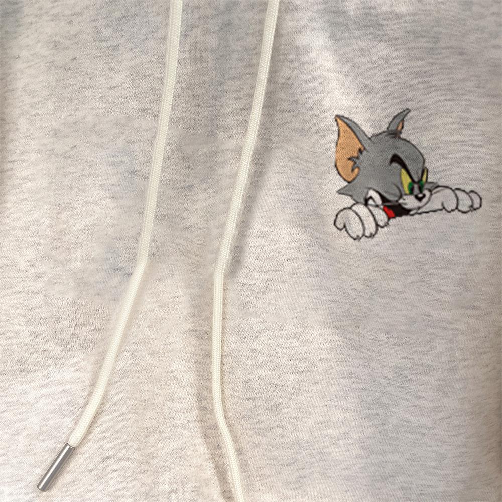 Women's High-End Retro Cartoon Print Hooded Sweatshirt - Autumn/Winter Style, Plus Size, Thick Velvet, Super Stylish